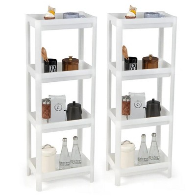 LunaLulinlk 2 Packs 4-Tier Detachable Slim Storage Cart with Drainage Holes for Small Space Kitchen Living Room Storage Rack