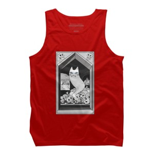 Men's Design By Humans Ghost cat the Keeper of the Crypt By runcatrun Tank Top - 1 of 2
