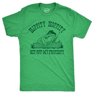 Mens Hippity Hoppity Get Off My Property T Shirt Funny Threatening Frog Joke Tee For Guys - Crazy Dog Men's T Shirt - 1 of 4