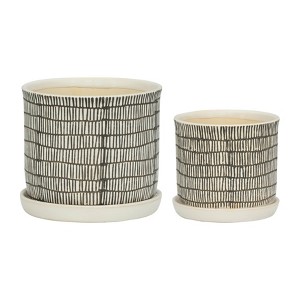 Sagebrook Home Set of Two 6"H/8"H Ceramic Abstract Tiled Design Planters for Living - 1 of 4