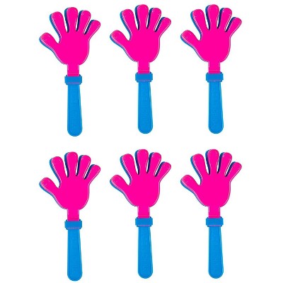 Blue Panda 6-Pack Plastic Hand Clappers Noisemakers Toys for Kids Party Favors & Prizes, 5.5 x 11.4 inches