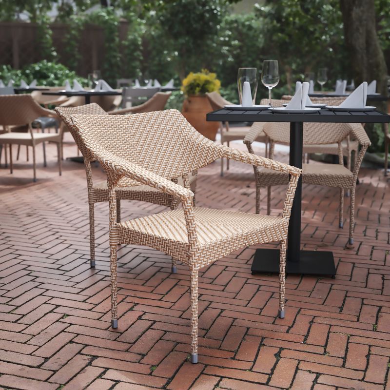 Flash Furniture Jace Commercial Grade Stacking Patio Chair, All Weather PE Rattan Wicker Patio Dining Chair, 3 of 13