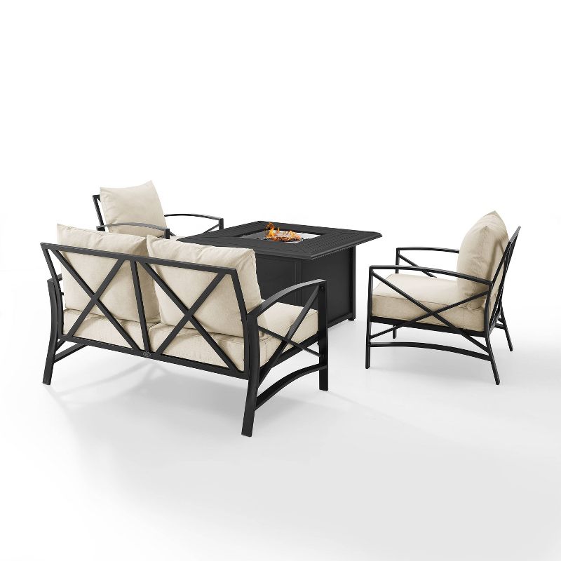 Kaplan 4pc Outdoor Conversation Set with Dante Fire Table - Oatmeal - Crosley, 4 of 17