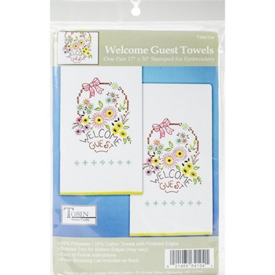 Tobin Stamped For Embroidery Kitchen Towels 18"X28" 2/Pkg-Welcome Guest