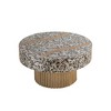 32" Stainless Steel Modern Coffee Table with Mother of Pearl Top and Brass Finish for Living Room - 2 of 4