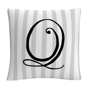 Gray Striped Ornate Letter Script By Abc 16 X 16 Decorative Throw Pillow by Trademark Fine Art - 1 of 4