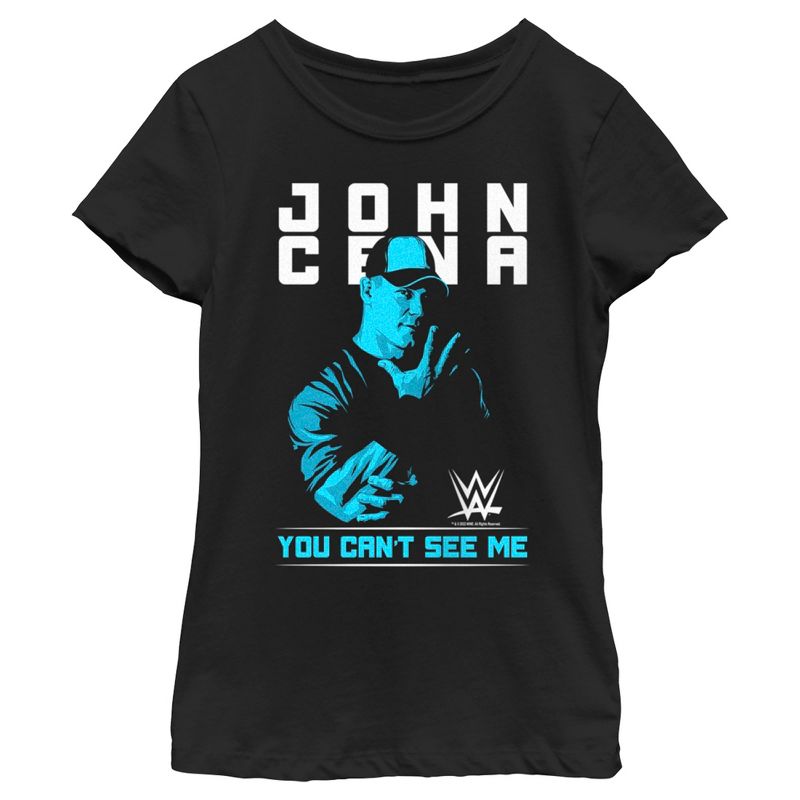 Girl's WWE John Cena You Can't See Me Blue T-Shirt, 1 of 5
