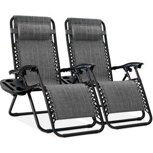 2 pcs zero gravity chair lounge patio chairs with canopy cup online holder