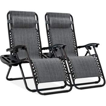 Best Choice Products Set of 2 Zero Gravity Lounge Chair Recliners for Patio, Pool w/ Cup Holder Tray