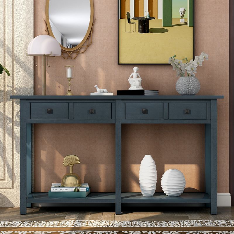 Rustic Console Table with Drawer and Bottom Shelf-ModernLuxe, 2 of 6