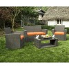 WestinTrends 4 Piece Outdoor Wicker Rattan Conversation Sofa set with Coffee table - 2 of 4