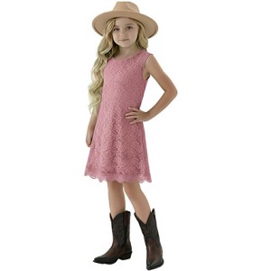 2Bunnies Girls' Boho Rustic Garden Lace Flower Girl Dress - 1 of 4