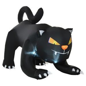HOMCOM 4ft Inflatable Halloween Pouncing Black Cat, Inflatable Outdoor LED Yard Display for Holiday Home - 1 of 4