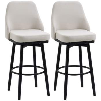 HOMCOM Extra Tall Bar Stools Set of 2, Modern 360° Swivel Barstools, Dining Room Chairs with Steel Legs and Footrest