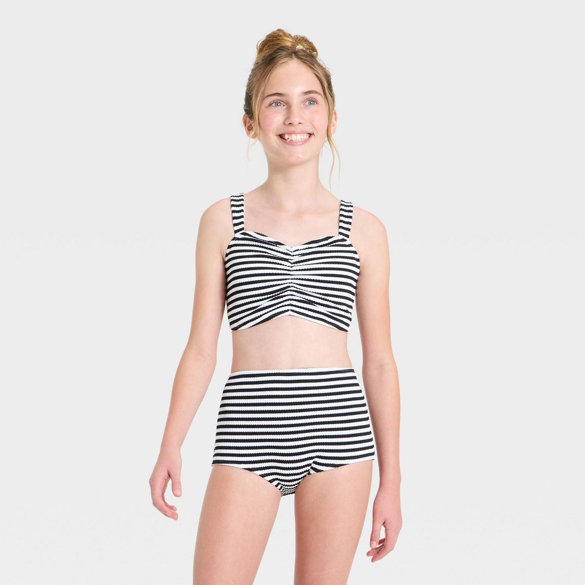 Girls' Crinkle Striped Bikini - art class™