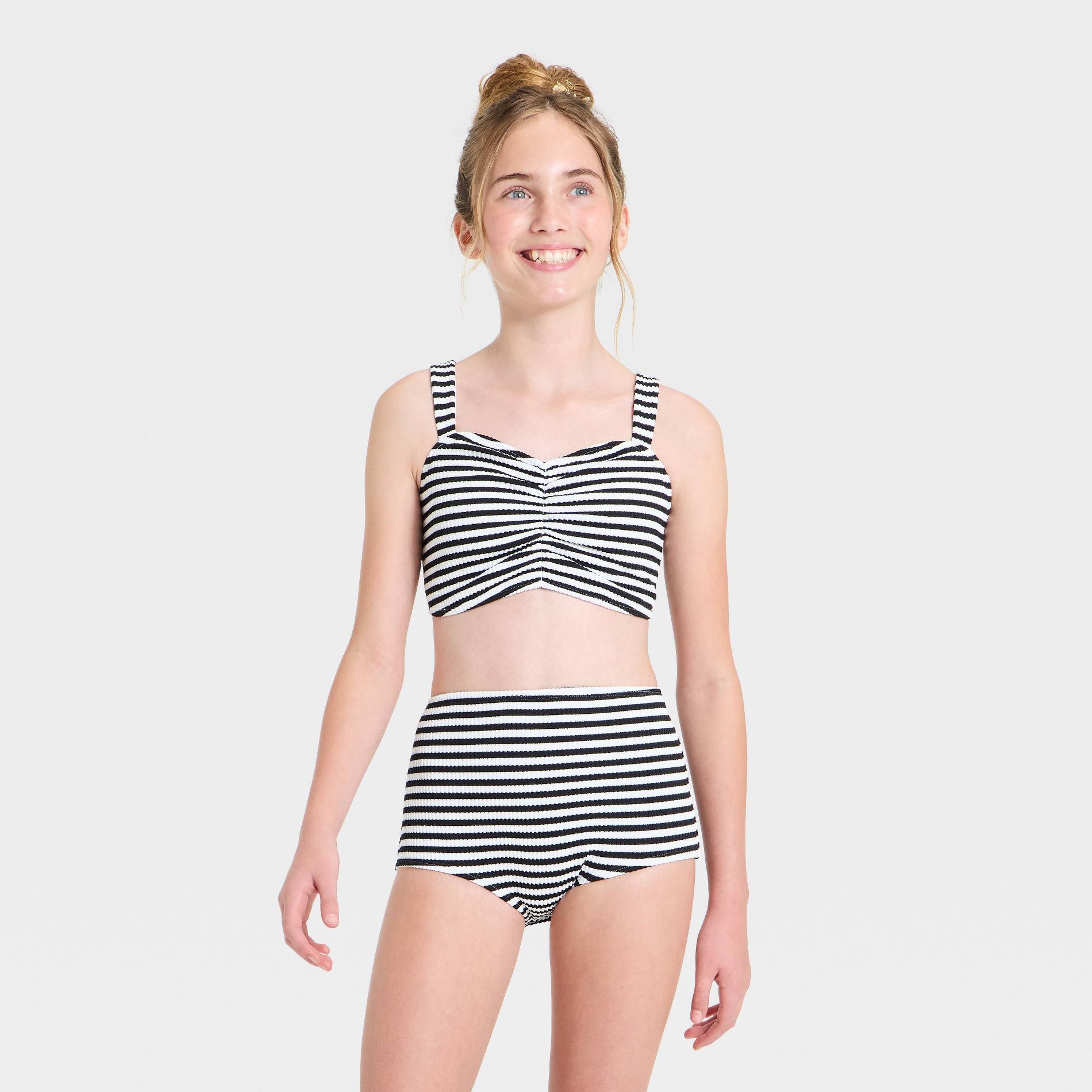 Girls' Crinkle Striped Bikini - art class™