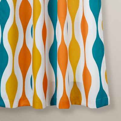 Turquoise and Orange Polyester Blackout Pleated Window Panels