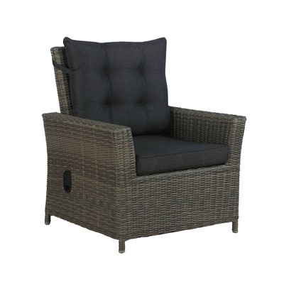 Asti Gray All-Weather Wicker Outdoor Recliner and Ottoman Set