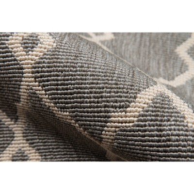 Elegant Gray Flat Woven Synthetic 6'7" x 9'6" Outdoor Rug