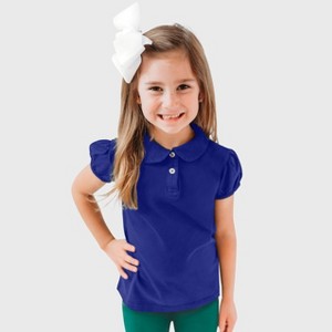 City Threads Puff Short Sleeve Girls Cotton Polo Tee with Peter Pan Collar - USA-Made - 1 of 4
