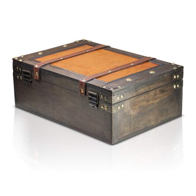 Handmade Vintage Wooden Treasure Chest with Brass Lock