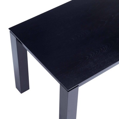 Ash Wood Black Rectangular Dining Set with Cane Chairs