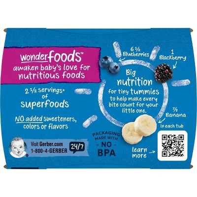 Gerber Sitter 2nd Food Banana Blackberry &#38; Blueberry Baby Food Tubs - 2ct/4oz Each