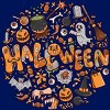 Junior's Design By Humans happy halloween greeting holiday illustration By ghinan T-Shirt - Royal Blue - 2X Large - 2 of 2