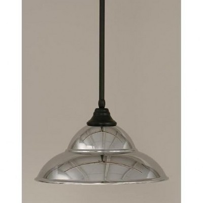 Toltec Lighting Any 1 - Light Pendant in  Matte Black with 16" Chrome Double Bubble Metal Shade Shade