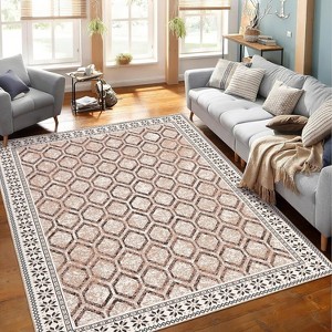 Nasitip Area Rug Soft Contemporary Carpet, Geometric Checkered Floor Cover Ultra-Thin Modern Diamond Pattern Rug for Bedroom Office - 1 of 4