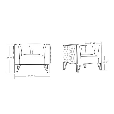 Ocean Blue Velvet Sofa and Armchair Set with Gold Legs