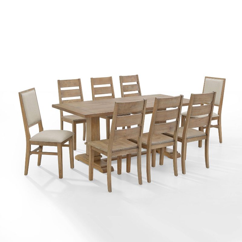 9pc Joanna Dining Set with 6 Ladder Back Chairs and 2 Upholstered Back Chairs Rustic Brown - Crosley, 3 of 21