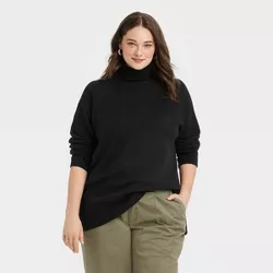 Women's Plus Size Mock Turtleneck Tunic Sweater - A New Day™ Black 4X