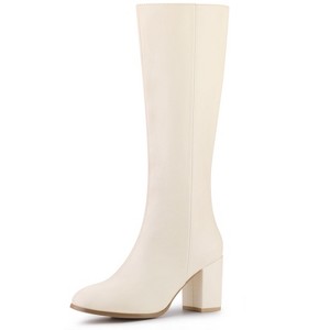 Allegra K Women's Halloween Round Toe Side Zip Block Heels Knee High Boots - 1 of 4