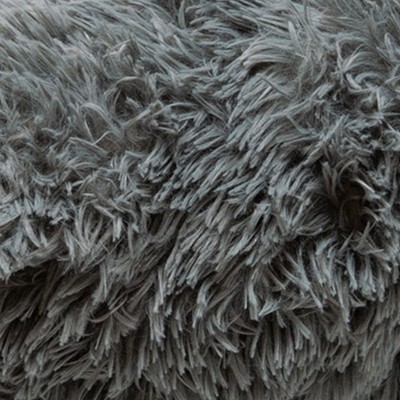 Large Gray Faux Fur Orthopedic Donut Dog Bed