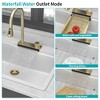 Drop In Waterfall Kitchen Sink - 33x22in White Composite Granite Quartz Single Bowl Workstation kitchen sink with Pull-Out Faucet - 3 of 4