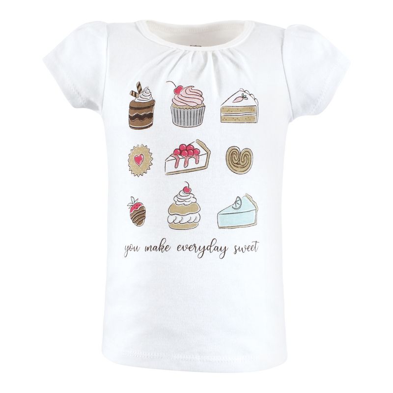Hudson Baby Infant and Toddler Girl Short Sleeve T-Shirts, Bakery Tea Party, 3 of 8