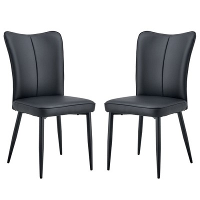 NicBex Dining Chairs Set of 2/4,Modern Dining Room Chairs with PU Leather Curved Backrest and Metal Legs