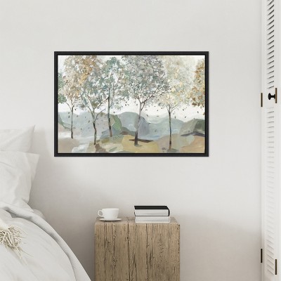 Breezy Landscape Trees I Black Framed Canvas Wall Art