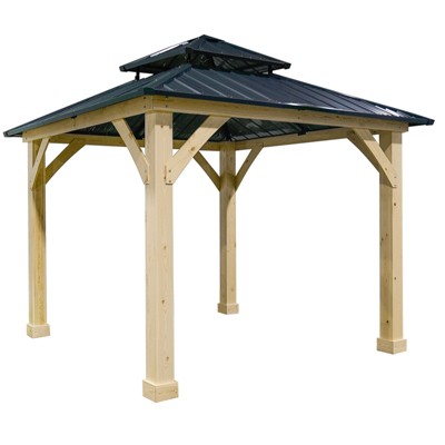 Tangkula 10' X 10' Patio Pavilion Outdoor Hardtop Gazebo w/ Extra Metal Stakes & J-Shaped Hook