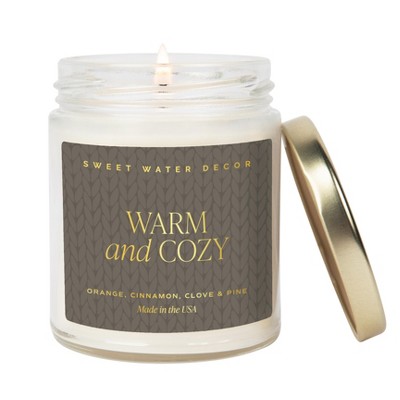 Sweet Water Decor Warm & Cozy 9oz Clear Jar Soy Candle