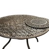 7pc Patio Dining Set with 59" Ornate Traditional Mesh Lattice Aluminum Round Table with Lazy Susan - Bronze - Oakland Living: UV-Resistant - image 4 of 4