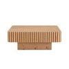 35" Modern Wooden Coffee Table,Side Table With Wood Veneer And MDF Pedestal,Square Coffee Table For Living Room,Bedroom-Coolbibila - 3 of 4