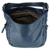 Alyssa Women's Synthetic Leather Adjustable Slouch Shoulder Handbag, Navy - 4 of 4