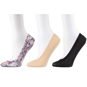Memoi Women's 3 Pair Pack Lovely Lace No Show Liner Socks Lavender One Size - 1 of 1