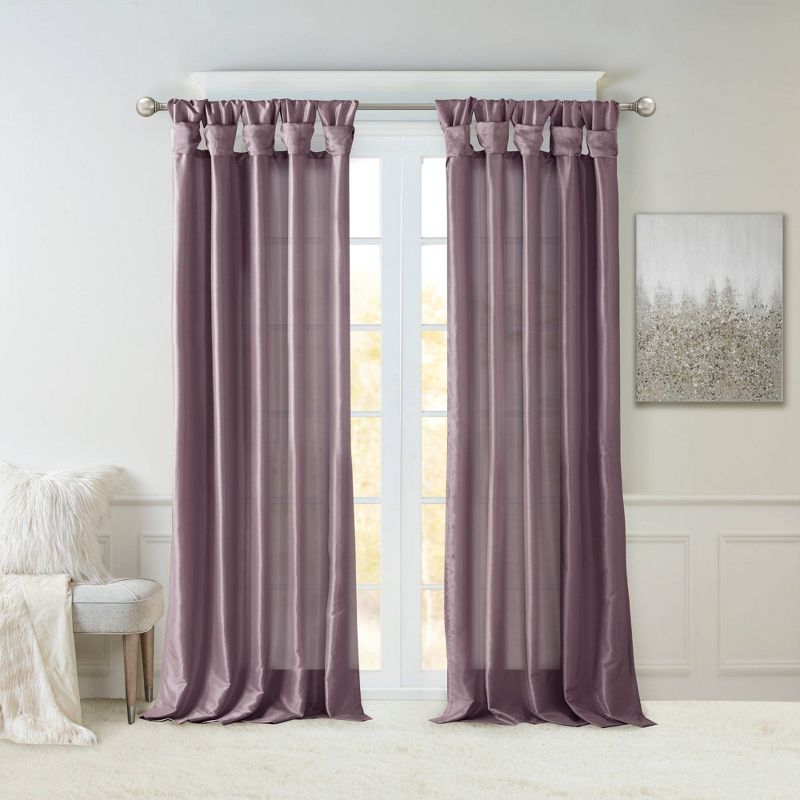 Lillian Twisted Tab Light Filtering Lined Curtain Panel, 1 of 12