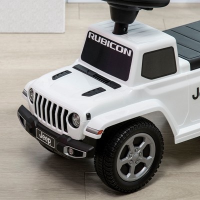 White Toddler Ride-On Jeep with Engine Sounds and Storage