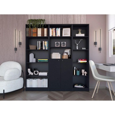 NicBex Bookcases for Home Office 3 Piece Bookcase Set 67" Wide Storage Cabinet Bookshelf with 13 Shelves and 2 Doors for Living Room