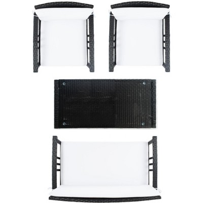 Reslor Black Wicker 4-Piece Outdoor Living Set with White Cushions
