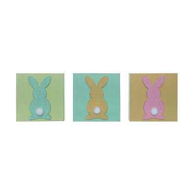 Transpac MDF/Fabric Dimensional Easter Bunny Block Decor Home Decorations Easter